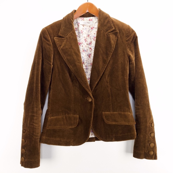 Zara Jackets & Blazers - ZARA TRF Womans Brown Crushed Velvet Jacket